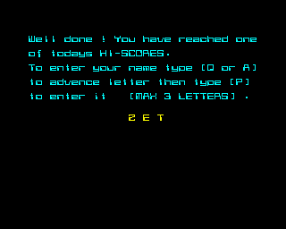 Painter (ZX Spectrum) screenshot: Entering your name.