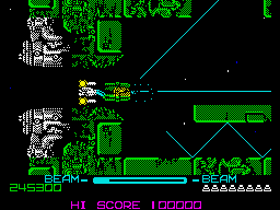 R-Type (ZX Spectrum) screenshot: Level 7 - City in Decay.