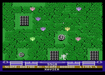 Hawkquest (Atari 8-bit) screenshot: Aliens on the attack