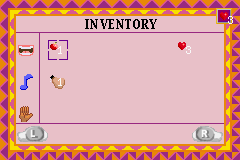 Spirit: Stallion of the Cimarron (Game Boy Advance) screenshot: Inventory