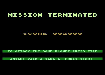 Hawkquest (Atari 8-bit) screenshot: Game Over