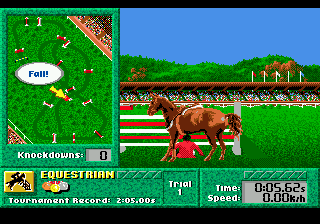 Summer Challenge (Genesis) screenshot: Fell off the horse.