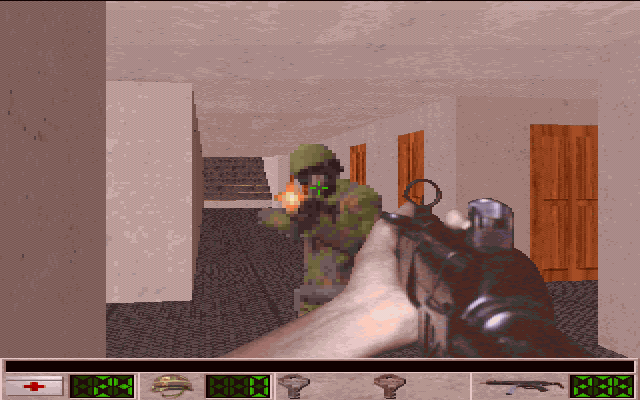 The Varginha Incident (DOS) screenshot: Fighting a soldier.
