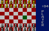 The Fidelity Ultimate Chess Challenge (Lynx) screenshot: Beginning a game, top-down view.