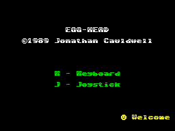 Egghead (ZX Spectrum) screenshot: Main menu.
