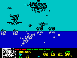 Mig-29 Soviet Fighter (ZX Spectrum) screenshot: Level 4 - Ocean.