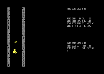 Dunjonquest: Temple of Apshai (Atari 8-bit) screenshot: A mosquito blocks my path!