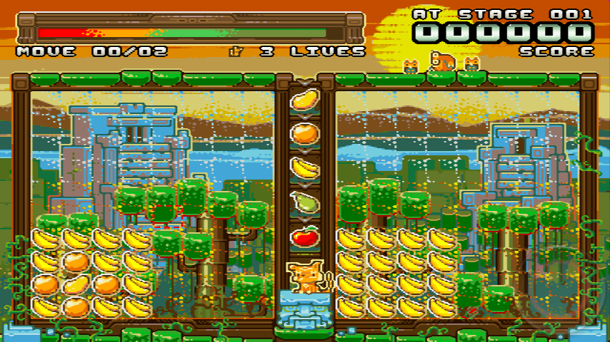 Fruit'Y (Android) screenshot: Level 1. Make the board on the left look like the board on the right.
