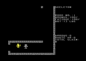 Dunjonquest: Temple of Apshai (Atari 8-bit) screenshot: Beginning a dungeon