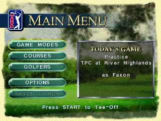 PGA Tour 96 (PlayStation) screenshot: The main menu