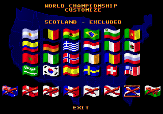 World Championship Soccer II (Genesis) screenshot: Customizing the world championship.