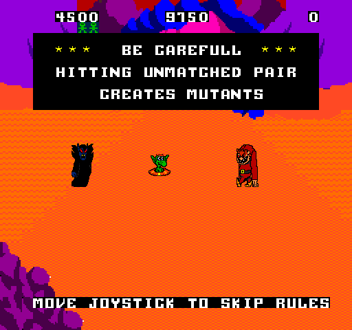 Wacko (Arcade) screenshot: Warning. Mutants ahead.