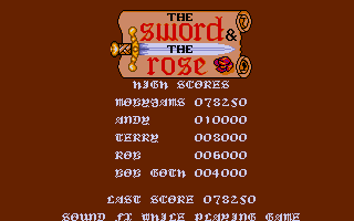 Prince Clumsy (Amiga) screenshot: High-score table