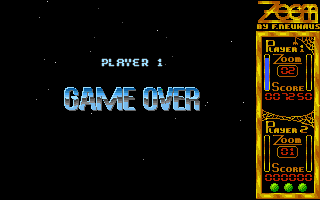 Zoom! (Amiga) screenshot: Game over