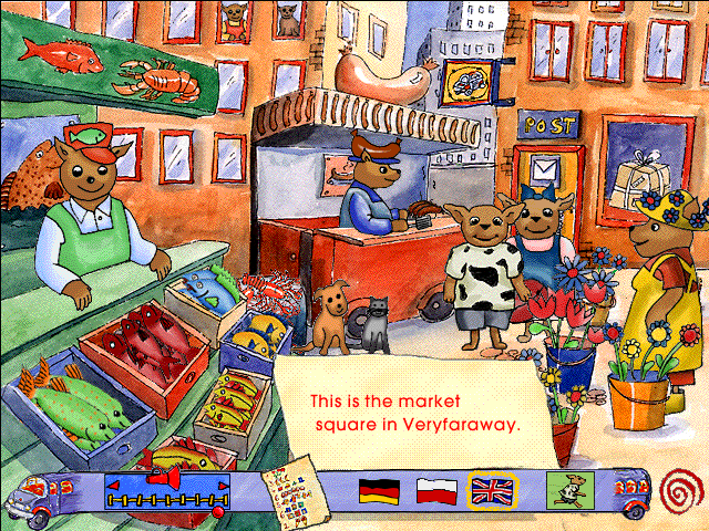 Max and Marie Go Shopping (Windows 3.x) screenshot: The market square