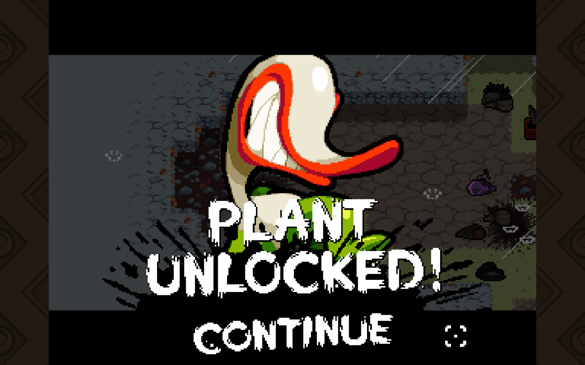 Nuclear Throne (Windows) screenshot: Plant is unlocked as a new, playable character.
