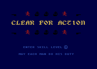 Clear for Action (Atari 8-bit) screenshot: Initial options selected, we're ready to go