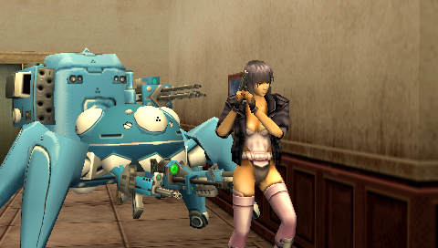 Ghost in the Shell: Stand Alone Complex (PSP) screenshot: Major Motoko and Tachikoma on a mission