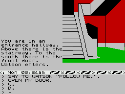 Sherlock (ZX Spectrum) screenshot: Downstairs