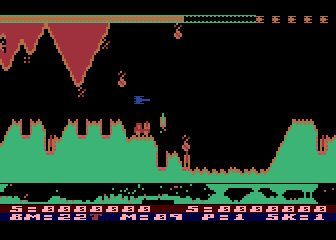 Airstrike II (Atari 8-bit) screenshot: This is hairy