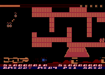Airstrike II (Atari 8-bit) screenshot: Missed the entrance