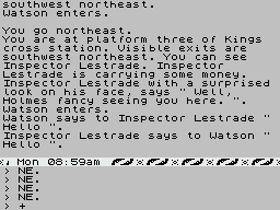 Sherlock (ZX Spectrum) screenshot: Onto the platform of the train station