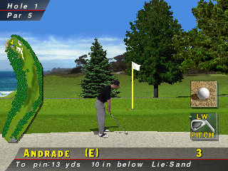 PGA Tour 96 (PlayStation) screenshot: Playing out of a bunker