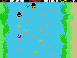 Banana (MSX) screenshot: Floating in the water