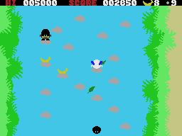 Banana (MSX) screenshot: The Boconda disappears down the river, but only after having caught me