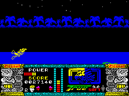 Jungle Warrior (ZX Spectrum) screenshot: Fortunately, our hero is excellent swims.