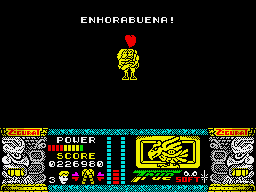 Jungle Warrior (ZX Spectrum) screenshot: Enhorabuena! What does congratulations in Spanish.