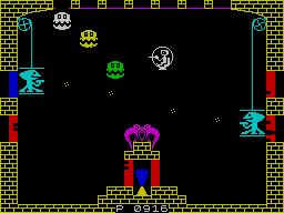 Doomsday Castle (ZX Spectrum) screenshot: Taking aim, having fired a few shots out of the doot