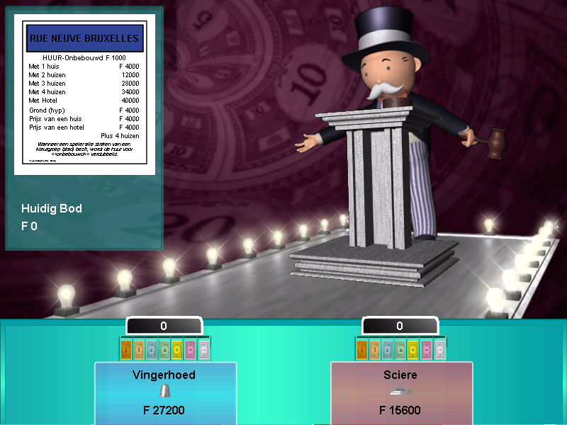 Monopoly (Windows) screenshot: If the prices for new properties are steep, you can put it up for auction.