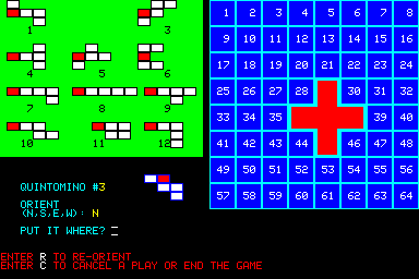 Air Raid (Compucolor II) screenshot: Placing shapes on the grid (Quintominoes)