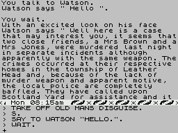 Sherlock (ZX Spectrum) screenshot: The case is presented to you