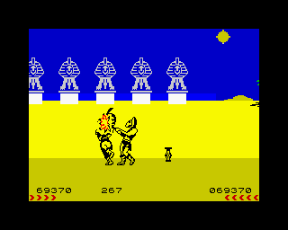 Fighting Warrior (ZX Spectrum) screenshot: A powerful blow on the warrior's face.