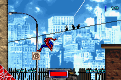 Spider-Man (Game Boy Advance) screenshot: Web-swinging