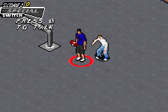Tony Hawk's American Sk8land (Game Boy Advance) screenshot: Talk with Tony Hawk to start your skate lessons.