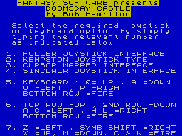 Doomsday Castle (ZX Spectrum) screenshot: Instructions