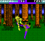 Mortal Kombat 4 (Game Boy Color) screenshot: What a bad luck: Tanya receiving a kick from herself...