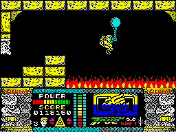 Jungle Warrior (ZX Spectrum) screenshot: Flying over the sea of fire.