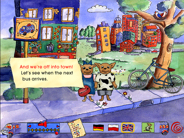 Max and Marie Go Shopping (Windows 3.x) screenshot: Waiting at the bus stop