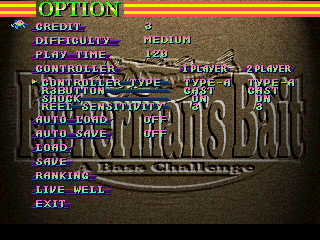 Fisherman's Bait: A Bass Challenge (PlayStation) screenshot: Options menu