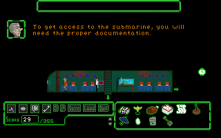 Duty and Beyond (Windows) screenshot: Instructions are given to you on the Submarine.