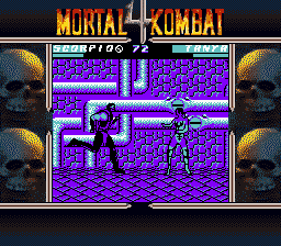 Mortal Kombat 4 (Game Boy Color) screenshot: Make the character run holding A+ B buttons and pressing Control Pad Left or Right.