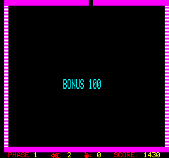 Bombyx (Oric) screenshot: Getting bonus points