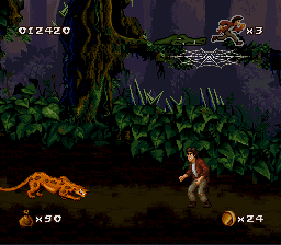 Pitfall: The Mayan Adventure (SNES) screenshot: The first boss