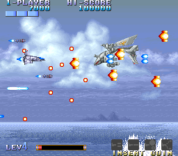 Earth Defense Force (Arcade) screenshot: Stage 4, vulcan
