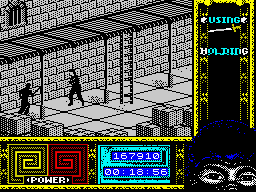 Ninja Remix (ZX Spectrum) screenshot: Level 4, "The Basement": Hong Kong moment.