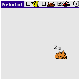 Neko (Palm OS) screenshot: Neko finally... goes to sleep.